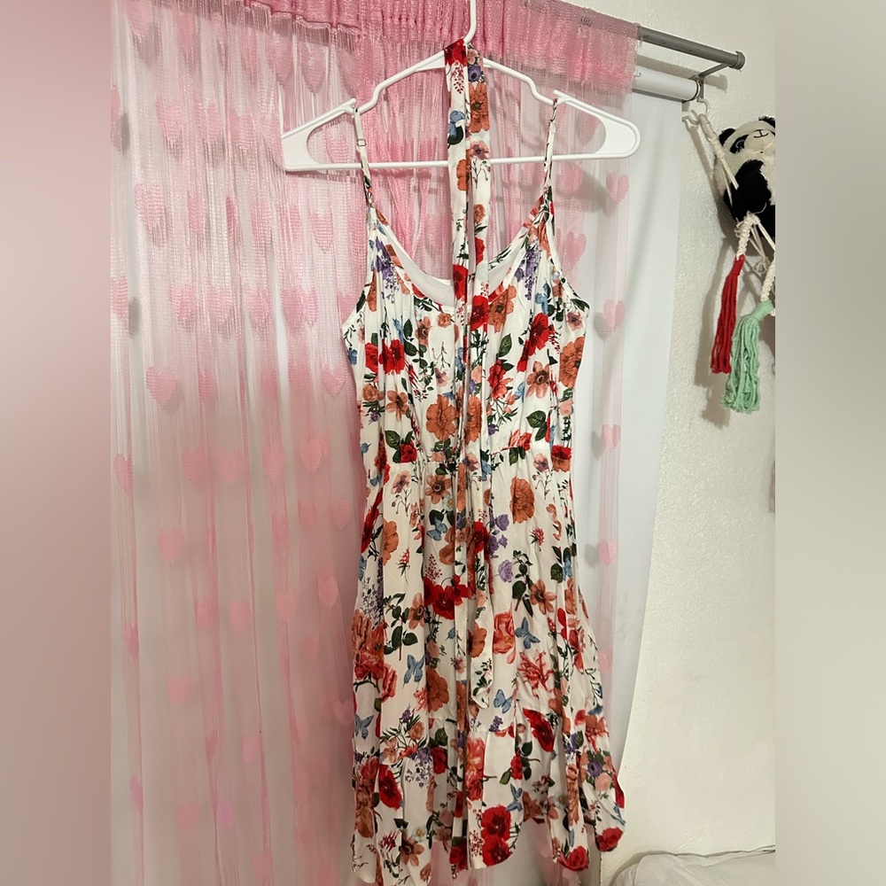 Floral Mini Dress with Tie